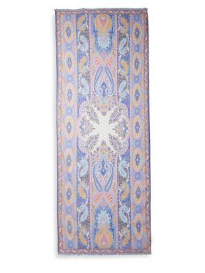 Shop Etro Paisley Silk Scarf In Blue