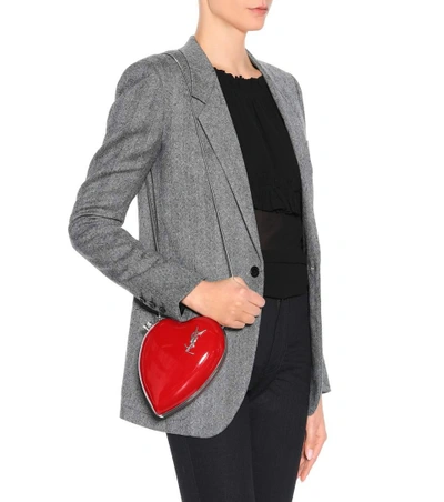 Shop Saint Laurent Love Leather Shoulder Bag In Red