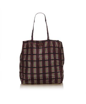 prada plaid tote bag