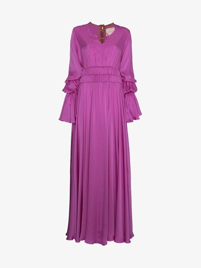 Shop Roksanda Magenta Silk Ansari Dress In Pink&purple