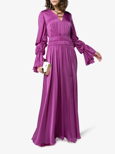 Shop Roksanda Magenta Silk Ansari Dress In Pink&purple