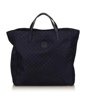 navy blue nylon tote bag
