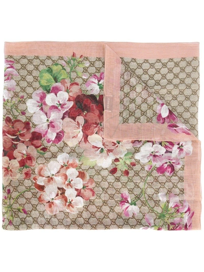 Shop Gucci Interlocking Gg Floral Scarf In Pink