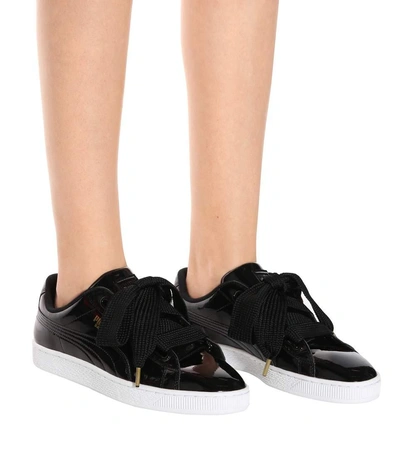 Shop Puma Basket Heart Patent Sneakers In Black