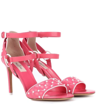 Shop Valentino Free Rockstud Spike 90 Leather Sandals In Pink