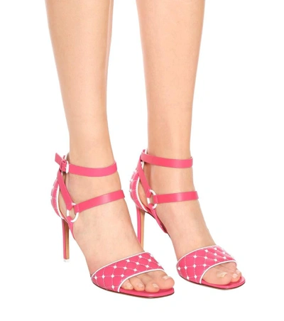 Shop Valentino Free Rockstud Spike 90 Leather Sandals In Pink