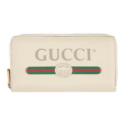 Shop Gucci Off-white Logo Continental Wallet In 8820 White