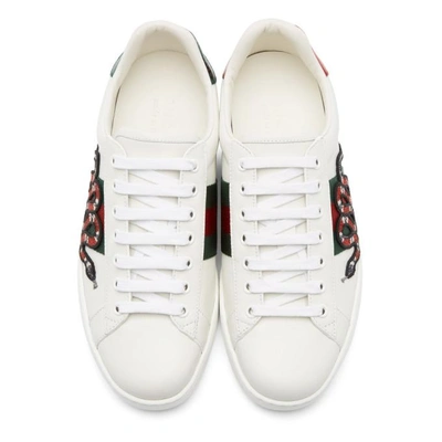 Shop Gucci White Snake New Ace Sneakers In 9064 White
