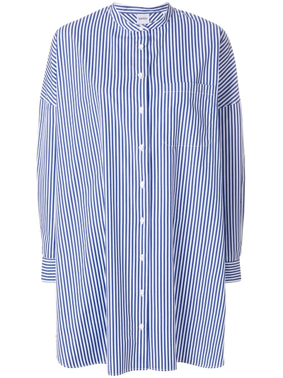 Shop Aspesi Mandarin Collar Striped Shirt