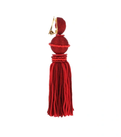 Shop Oscar De La Renta Tassel Clip-on Earrings In Red