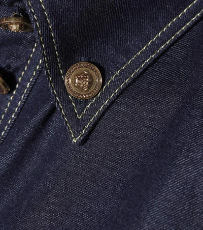Shop Versace Oversized Denim Shirt In Blue