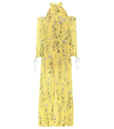 Shop Self-portrait Floral Cold-shoulder Maxi Dress In Yellow