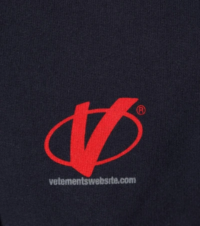 Shop Vetements Logo Printed Cotton-blend Hoodie In Blue