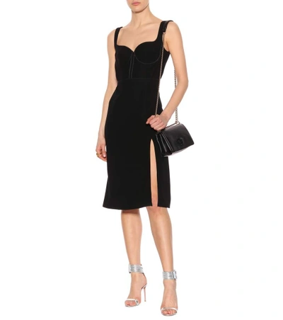 Shop Versace Bustier Stretch-cady Dress In Black