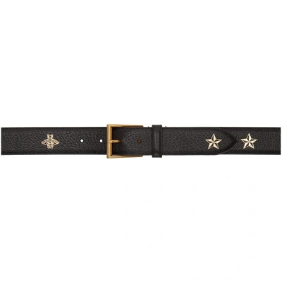 GUCCI BLACK BEES AND STARS BELT