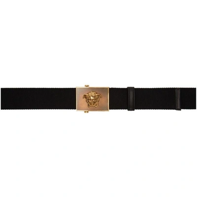 Shop Versace Black Ribbon Medusa Square Belt In D41ok Black