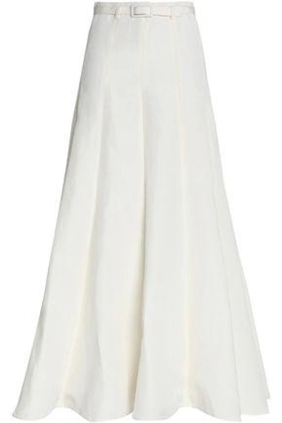 Shop Co Woman Silk And Linen-blend Maxi Skirt Ivory