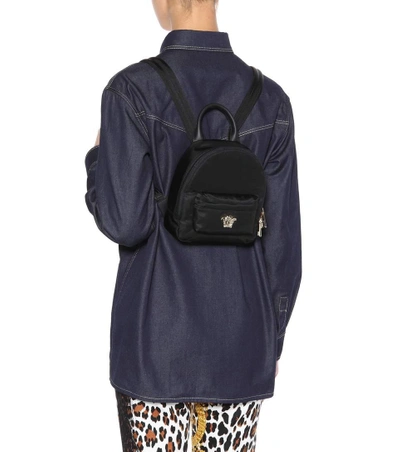 Shop Versace Palazzo Mini Nylon Backpack In Black