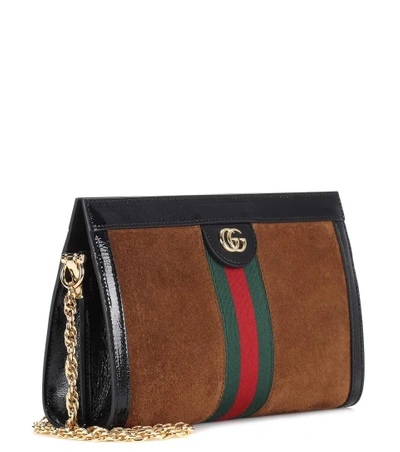 Shop Gucci Ophidia Gg Small Suede Shoulder Bag In Brown