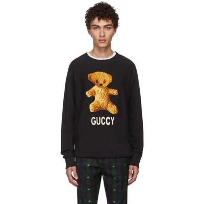 Shop Gucci Black Teddy Bear Sweatshirt
