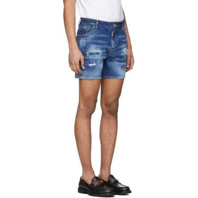 Shop Dsquared2 Blue Denim Dan Commando Shorts In 470 Blue