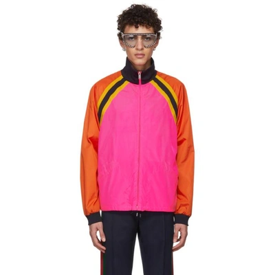 Shop Gucci Pink Colorblock Windbreaker Jacket In 5124 Pink