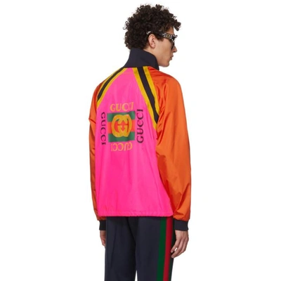 Shop Gucci Pink Colorblock Windbreaker Jacket In 5124 Pink