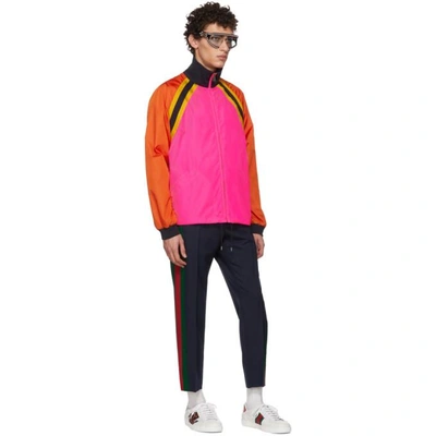 Shop Gucci Pink Colorblock Windbreaker Jacket In 5124 Pink