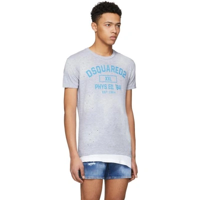 Shop Dsquared2 Grey Destroyed Crack Chic Dan T-shirt