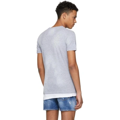 Shop Dsquared2 Grey Destroyed Crack Chic Dan T-shirt