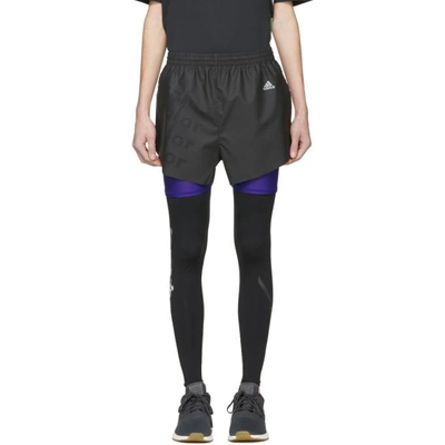 Shop Adidas By Kolor Adidas X Kolor Black Coated Shorts