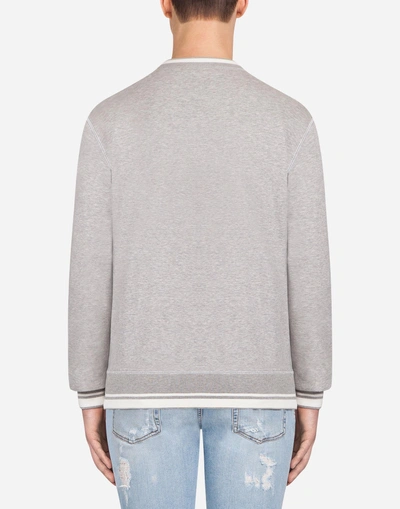Shop Dolce & Gabbana Sweatshirt In Printed Cotton In Gray