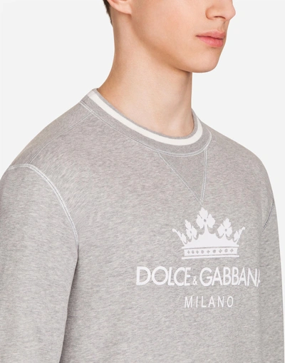 Shop Dolce & Gabbana Sweatshirt In Printed Cotton In Gray