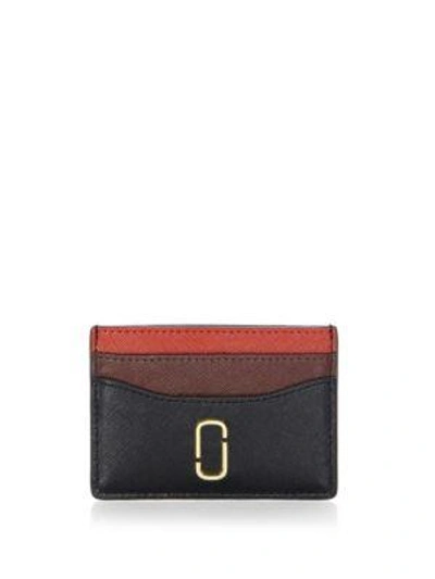Shop Marc Jacobs Snapshot Leather Card Case In Black Chianti