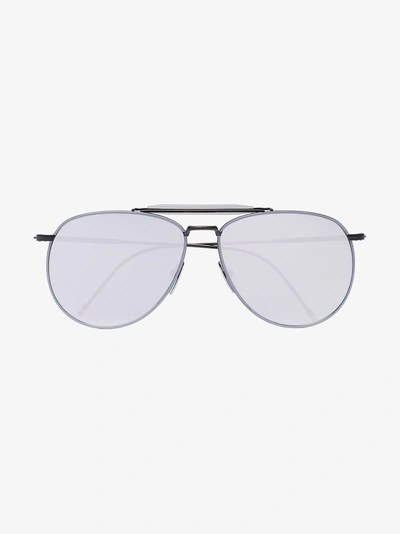 Shop Thom Browne Eyewear Klassische Pilotenbrille In Metallic