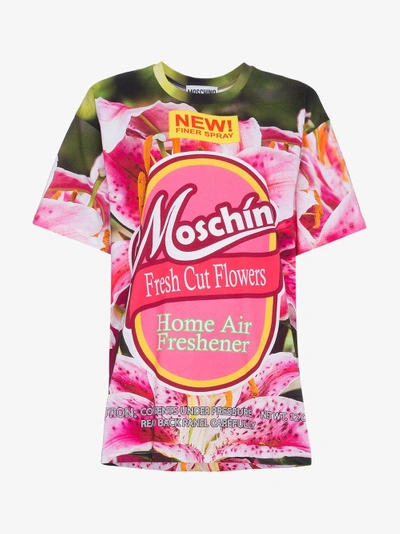 Shop Moschino Fresh Cut Flowers Logo T Shirt In Multicolour