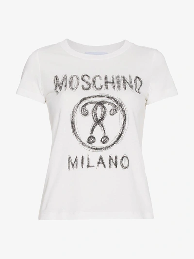 Shop Moschino Logo Front T-shirt In White