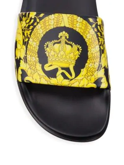 Shop Versace Printed Pool Slides In Black