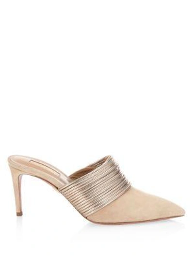 Shop Aquazzura Rendezvous Mules In Powder Pink