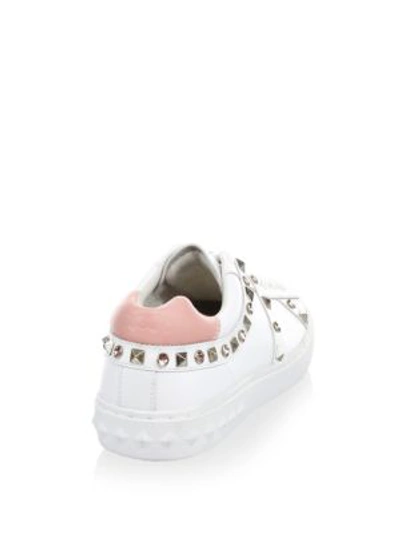 Shop Ash Rockstud Leather Sneakers In White