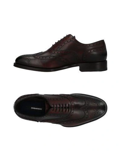 Shop Dsquared2 Lace-up Shoes In Maroon
