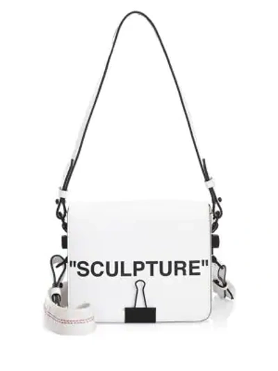 Shop Off-white Sculpture Leather Flap Bag In White Black