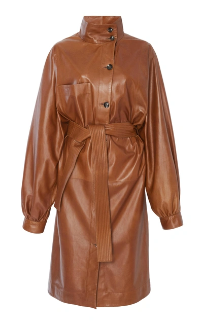 Shop Apiece Apart Cas Leather Trench In Brown