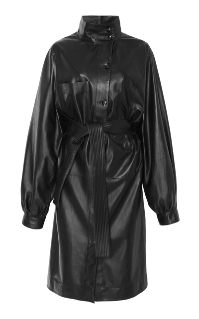 Shop Apiece Apart Cas Leather Trench In Black