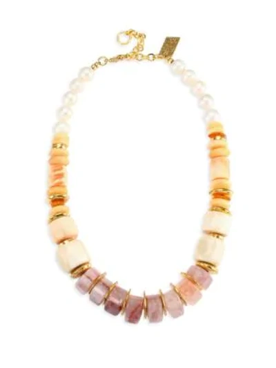Shop Lizzie Fortunato Pink Sands Necklace In Yellow Gold