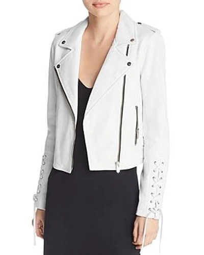 Shop The Mighty Company Florence Leather Biker Jacket In White
