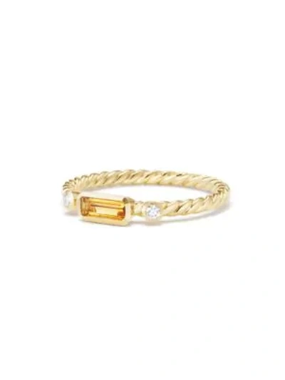 Shop David Yurman Novella Ring In Citrine With Diamonds In Yellow Gold
