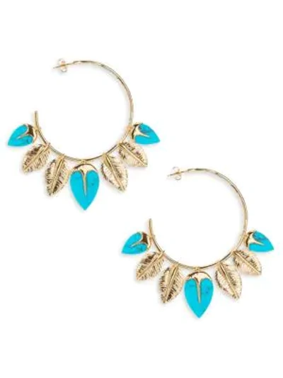Shop Aurelie Bidermann Talitha Turquoise Hoop Earrings In Multi