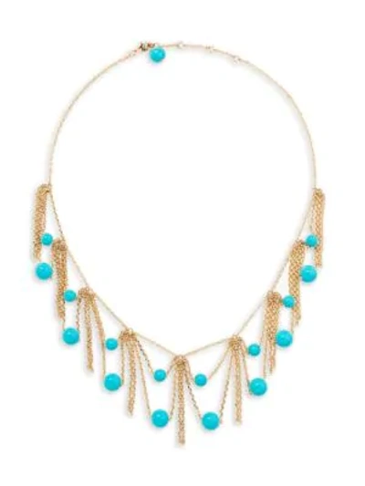 Shop Aurelie Bidermann 18k Yellow Gold & Turquoise Ana Necklace In Multi
