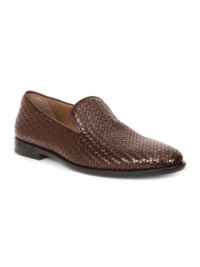 Shop Bruno Magli Picasso Woven Smoking Slippers In Cognac